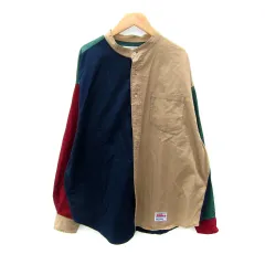 ロデオクラウンズ Rodeo Crowns カジュアルシャツ 長袖 バンドカラー 無地 切替 マルチカラー F 茶 紺 /SY30のサムネイル