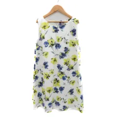 アプワイザーリッシェ Apuweiser-riche ノースリーブワンピース ひざ丈 Vネック 花柄 2 マルチカラー 白 ホワイト /YK32