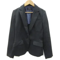 エスプリミュール ESPRITMUR テーラードジャケット ミドル丈 シングルボタン ストライプ柄 7 ブラック 黒 /YM16