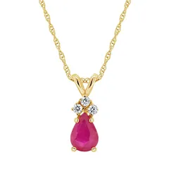 Celebration Gems レディース アクセサリー ネックレス・チョーカー・ペンダントトップ レース Celebration Gems 14K Yellow Gold 7x5 Pear Shaped Gemstone Diamond Accent Pe