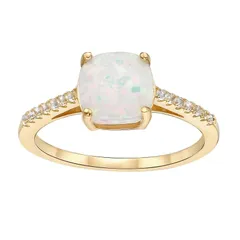 Gemminded レディース アクセサリー リング Gemminded 18k Rose Gold Over Sterling Silver LabCreated White Sapphire LabCreated Opal Ringold Tone ゴール