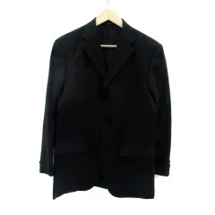 コムサイズム COMME CA ISM テーラードジャケット ミドル丈 シングルボタン グラフチェック柄 M 黒 ブラック /SM30