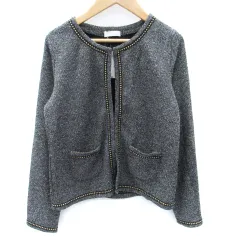 インデックス INDEX カーディガン ミドル丈 刺繍 M グレー /SM16