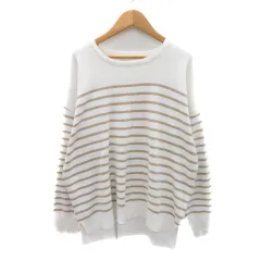 ドレスキップ DRESKIP ニット カットソー 長袖 ボーダー柄 L 白 ホワイト ベージュ /YK17