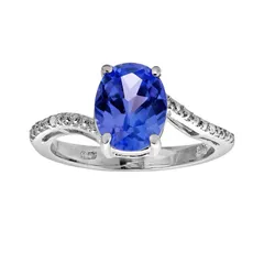 Gemminded レディース アクセサリー リング Gemminded Sterling Silver LabCreated Sapphire andiamond Accent Oval Ring Blue ブルー