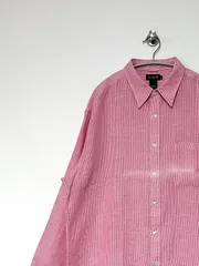 【J.Crew】90s L/S リネンギンガムチェックシャツ L ジェイクルー jcrew ヴィンテージ 古着