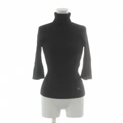 バーバリーブルーレーベル BURBERRY BLUE LABEL ニット セーター ウール 38 黒 ブラック タートルネック リブ編み 七分袖 /DU