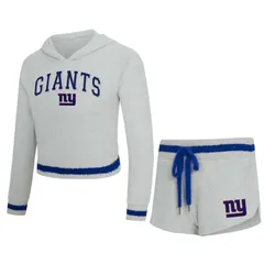 アンブランデッド レディース アンダーウェア ナイトウェア ショートパンツ パーカー Unbranded Womens Conceptsport Gray New York Giants Whitley Long Sleeve Hoodie Top Short