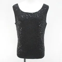 エポカ EPOCA ノースリーブ ニット セーター ベスト 40 黒系 ブラック スパンコール 無地