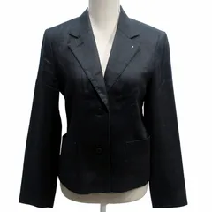 マドモアゼルノンノン mademoiselle NON NON 美品 リネン テーラードジャケット ブレザー 2B 36 S 黒 ブラック 0603のサムネイル