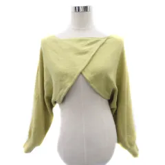 マイストラーダ Mystrada ニット カットソー 長袖 ショート丈 38 M 黄緑 イエローグリーン /YK4