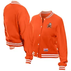 ニューエラ レディース アウター ジャケット・ブルゾン フリース Womens New Era Orange Cleveland Browns Throwback Fleece FullSnap Jacket Brn Orange オレンジ