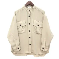 ジャーナルスタンダード レリューム JOURNAL STANDARD relume バンドカラー オーバーサイズ シャツ 長袖 ポリエステル ベージュ F