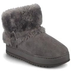 ジャーニー レディース シューズ サンダル ブーツ Journee Thada Womens Faux Fur Slipper Boots Gray グレー