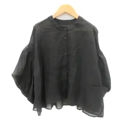 オペークドットクリップ OPAQUE.CLIP シャツ ブラウス 長袖 バンドカラー シースルー F 黒 ブラック /YK41