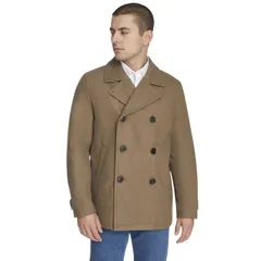 ドッカーズ メンズ アウター ジャケット・ブルゾン ウール コート Mens Dockers DoubleBreasted Wool Blend Peacoat Chocolate Chip チョコレのサムネイル
