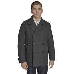 ドッカーズ メンズ アウター ジャケット・ブルゾン ウール コート Mens Dockers DoubleBreasted Wool Blend Peacoat Charcoal チャコールのサムネイル