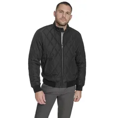 ドッカーズ メンズ アウター ジャケット・ブルゾン キルティング Mens Dockers Quilted Bomber Jacket with Stand Collar Black ブラックのサムネイル
