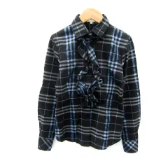 ナラカミーチェ NARA CAMICIE シャツ ブラウス 長袖 チェック柄 フリル マルチカラー 0 S 黒 ブラック /SY16