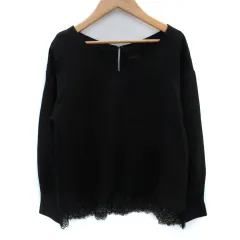 アパートバイローリーズ apart by lowrys カットソー 長袖 Vネック レース レイヤード風 M 黒 ブラック /SM19のサムネイル