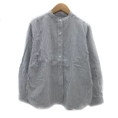 ハートマーケット HEART MARKET カジュアルシャツ 長袖 バンドカラー ストライプ柄 F 白 ホワイト グレー /YS12