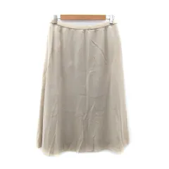 レリアン Leilian フレアスカート ロング丈 マキシ丈 無地 13+ ライトベージュ /SY27