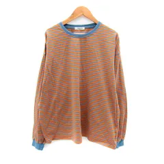 フリークスストア FREAKS STORE カットソー 長袖 ラウンドネック ボーダー柄 オーバーサイズ F オレンジ 青 ブルー /SY45