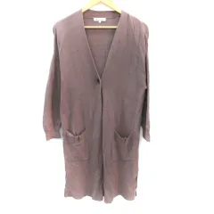 グローバルワーク GLOBAL WORK ニットカーディガン ロング丈 Vネック M グレージュ /SM15