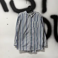 トミーヒルフィガー オーバーサイズ ストライプ ONE ポケット 長袖 シャツ