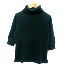 タバサ TABASA ニット カットソー タートルネック 七分袖 無地 34 XS モスグリーン /HO23のサムネイル