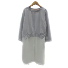 レイカズン Ray cassin FAVORI レイヤード風ワンピース ミモレ丈 長袖 ラウンドネック プルオーバー シャツ F アイスブルー 白 ホワイト /YS36