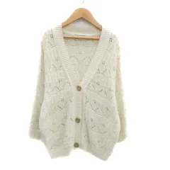 ロペピクニック ROPE Picnic ニットカーディガン Vネック 七分袖 かぎ編み 38 M オフホワイト /HO16