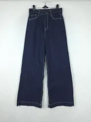 レディースバンディングジーンワイドパンツ インディゴデニム(S)