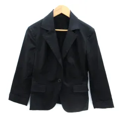 ストロベリーフィールズ STRAWBERRY-FIELDS テーラードジャケット ミドル丈 シングルボタン 黒 ブラック /SM13