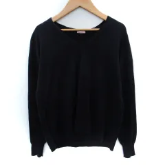 ドレステリア DRESSTERIOR ニット カットソー 長袖 Vネック シルク混 38 M 紺 ネイビー /SM13