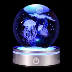 3Ｄ クリスタル ボールクラゲ LEDライト 多色変更 かわいい 置物 おしゃれ 癒し グッズ 雰囲気誕生日 プレゼント ナイトライト 透明雰囲気作り 可愛インテリア 水晶玉 子供 友達 カップル 結婚記念 入学祝い 母の日 ギフト寝室オフィ 8f11e8d1
