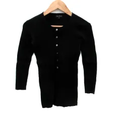 ブラック バイ マウジー BLACK by moussy ニット カットソー 七分袖 ヘンリーネック リブ 1 黒 ブラック /SM12のサムネイル
