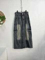 デニム カーゴ ロング スカート S