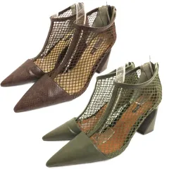 エスペランサ ESPERANZA メッシュパンプス 2点セット ブーティ ブラウン カーキ L 250819E ■FF