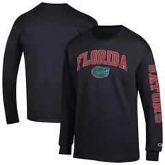 チャンピオン メンズ トップス Tシャツ ロゴ Mens Champion Black Florida Gators Arch Over Logo Long Sleeve TShirt Fld Black ブラック