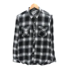 タケオキクチ TAKEO KIKUCHI カジュアルシャツ 長袖 チェック柄 3 黒 ブラック 白 ホワイト /YK40