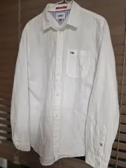 正規品 トミー ジーンズ 白 シャツ (スリム リネン 素材)