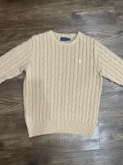 ポロラルフローレン 白ポニー ベージュ ケーブル コットン ニット