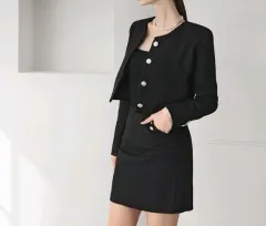 新品)) ブラック ツイード ジャケット スカート セットアップ