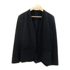 アイシービー iCB ノーカラージャケット ミドル丈 無地 7 紺 ネイビー /SY11