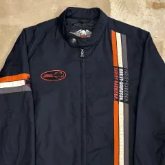 M ハーレーダビッドソン ブラック ナイロン ライダースジャケット