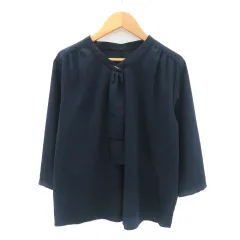 グリーンレーベルリラクシング ユナイテッドアローズ green label relaxing ブラウス カットソー 七分袖 ボウタイ M 紺 ネイビー /YK24