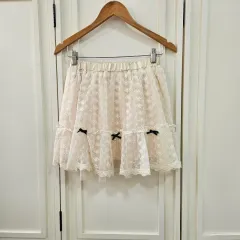 アイボリー レース リー リボン ミニ スカート