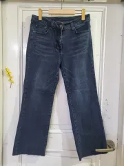 春 弱起毛 ストレッチ ギャザー デニム ストレート ワイドパンツ 状態良好 30まで