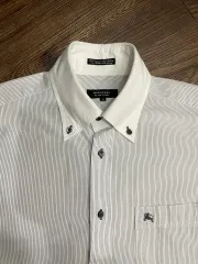 バーバリー ブラックレーベル 刺繍 ロゴ ストライプ シャツ 40